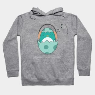 Kawaii Cute Bird In Egg Loves Music Hoodie